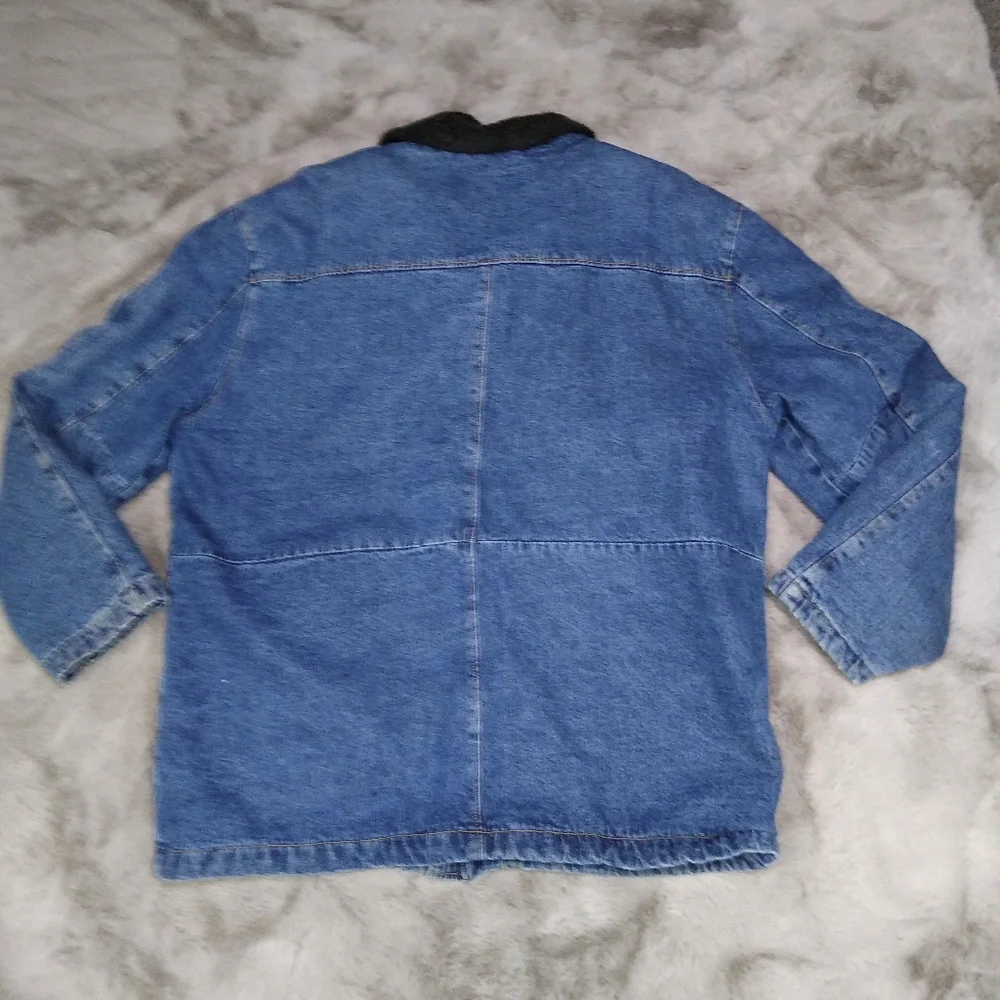 Vintage Lee Sherpa Quilt Lined Oversized Denim Jacket XL - Picture 3 of 7